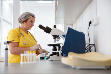Vet scientist doing chemical test in laboratory