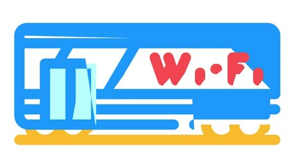 wagon with wifi animated color icon wagon with wifi sign. isolated on white background