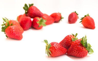 fresh appetizing strawberries on a white background