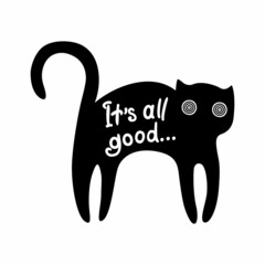 illustration of a black cat on a white background