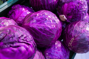 Fototapeta premium heads ripe cabbage texture background