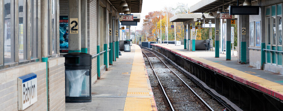 Long Island Railroad Babylon Station Platform And Train Tracks