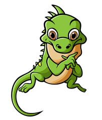 The hand drawn of happy iguana with the big eyes