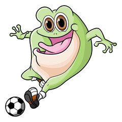 The sporty frog is playing the score with the happy face