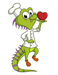 The chef iguana is serving the love on the plate