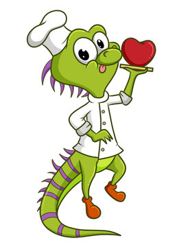 The chef iguana is serving the love on the plate
