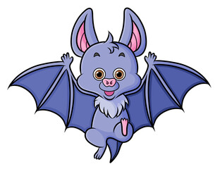 The hand drawn of the tiny bat with open wings