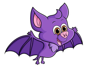The cute bat is flying with the happy face