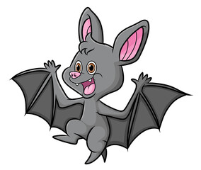 The cool bat is flying in the evening