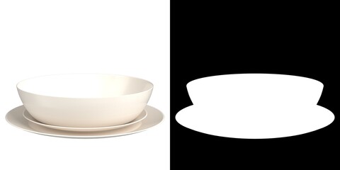 3D rendering illustration of a basic dinnerware set - obrazy, fototapety, plakaty