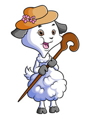 The hand drawn of the girly sheep with the old fashion