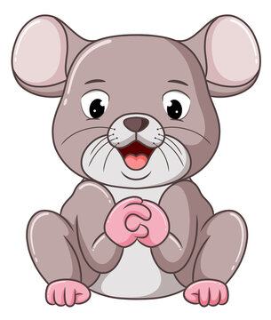 The cute mouse is praying with the happy face