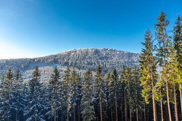 Schöne Winterlandschaft auf den Höhen des Thüringer Waldes bei Oberschönau - Thüringen