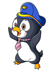 The little penguin is shocked and wearing cap