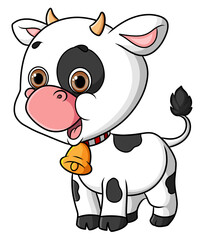 The cute baby cow is standing cutely