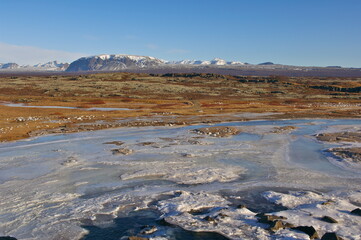 冬のシングヴェトリル国立公園のギャオ