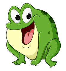 The big frog is smiling and has a fat body