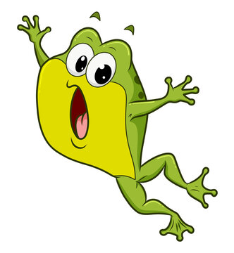 recommend clip art: The hand drawing of the frog is jumping with a panic face