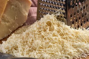 Parmesan grated in closeup