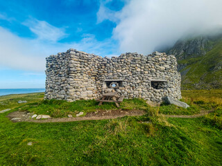 ruins of the castle , picture taken in Lofoten Islands, Norway, Europe