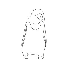 Penguin line art style drawing.