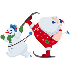 Santa is skiing