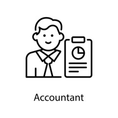 Accountant vector Outline Icon Design illustration. Activities Symbol on White background EPS 10 File