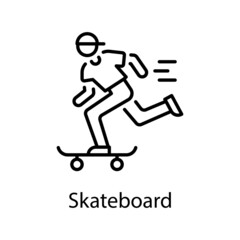 Obraz premium Skateboard vector Outline Icon Design illustration. Activities Symbol on White background EPS 10 File