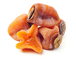 dried persimmon on white background 