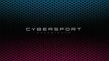 CYBERSPORT abstract background with neon colors and pattern of hexagons. Vivid gradient banner with geometric pattern. Esports concept. Design for gaming and cyber sports events. © аska