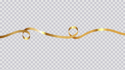 Gold ribbon on a transparent background. Vector illustration.