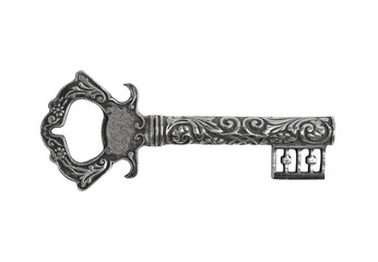 vintage metal key isolated on white background