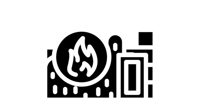 flame proof building material animated glyph icon flame proof building material sign. isolated on white background