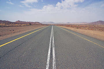 The road in Al Shaq Great Canyon, Saudi Arabia