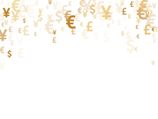 Euro dollar pound yen gold signs scatter currency vector design. Financial pattern. Currency icons