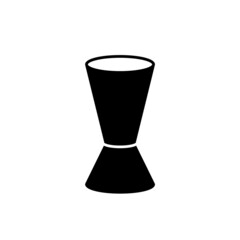 Bar jigger silhouette icon. Black simple vector of measuring cup for making cocktail. Contour isolated pictogram on white background - 474684566