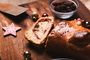 a slice of traditional venezuelan christmas food known as 