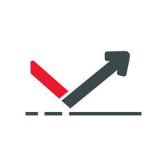 
Vector icon of falling and rising statistics, prices. Flat design icon isolated on white background.