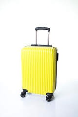 yellow luggage transport bag on white background
