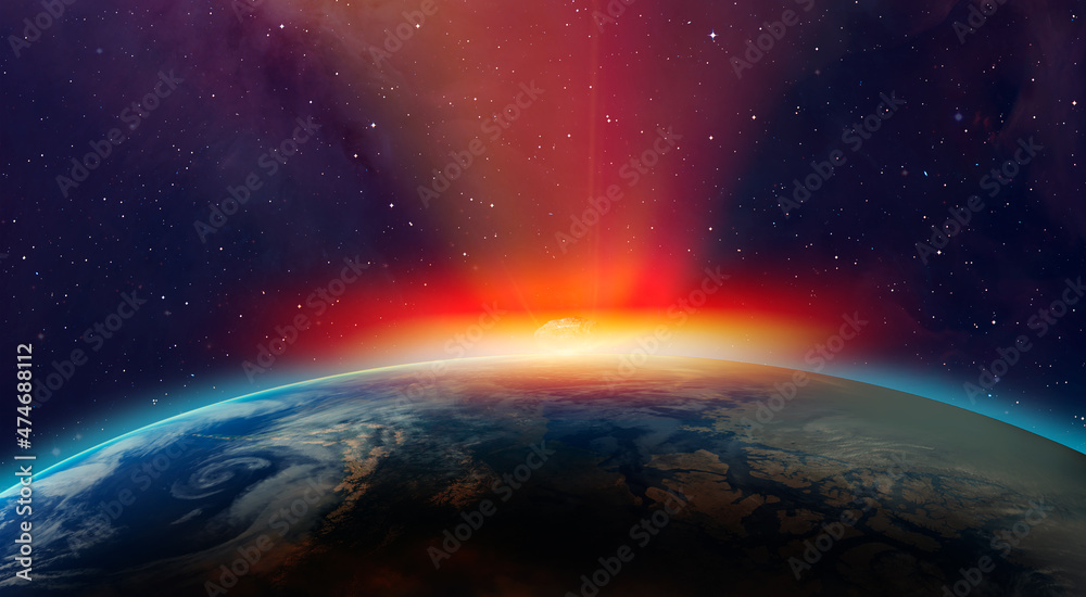 Poster attack of the asteroid on the earth 