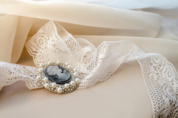 vintage cameo and lace