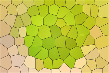 Stained glass design with green and beige hues