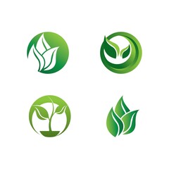 Logos of green Tree leaf ecology