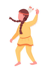 Kid in costume semi flat color vector character. Dynamic figure. Full body person on white. Halloween celebration isolated modern cartoon style illustration for graphic design and animation