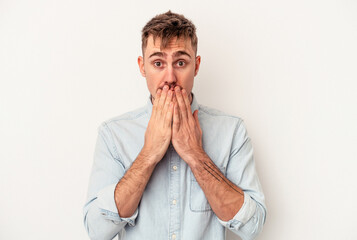 Young caucasian man isolated on white background whining and crying disconsolately.