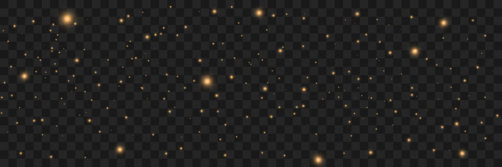 Glowing light effect with many glitter particles isolated on transparent background. Star cloud with dust. Vector 10ps