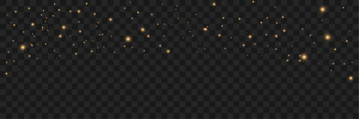 Glowing light effect with many glitter particles isolated on transparent background. Star cloud with dust. Vector 10ps