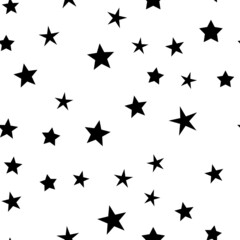 Stars seamless pattern. Random star icons, space sky night design.