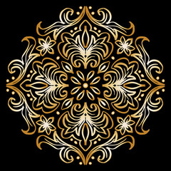 Gold floral mandala design, decorative round ornaments.