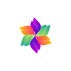 Obraz premium Colorful Flower icon, three-color tears like flower petals